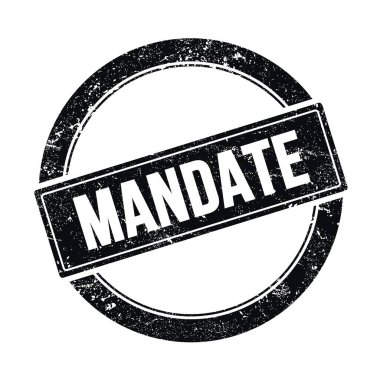 Siyah grungy yuvarlak vintage damga üzerinde MANDATE metin.