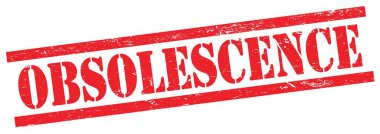 Kırmızı grungy dikdörtgen vintage damga üzerinde OBSOLESCENCE metin.
