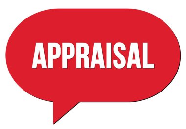 Kırmızı bir konuşma kabarcığı puluyla yazılmış APPRAISAL metni