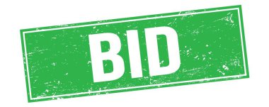 Yeşil grungy dikdörtgen pul işareti üzerindeki BID metni.