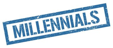 MILLENNIALS mavi grungy dikdörtgen mühür işareti.