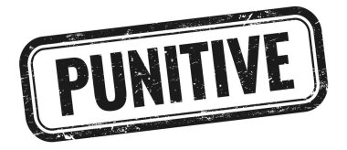 Siyah grungy vintage dikdörtgen damgalı PUNITIVE metin.
