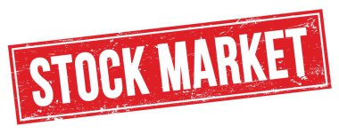 Kırmızı grungy dikdörtgen işareti üzerinde STOCK MARKET metni.