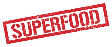 SUPERFOOD kırmızı grungy dikdörtgen mühür işareti.