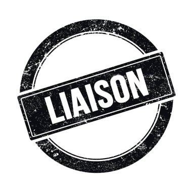 Siyah grungy round vintage pulu üzerine LIAISON metni.