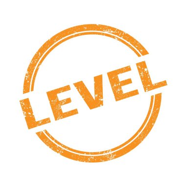 Turuncu grungy vintage yuvarlak damgalı LEVEL metin.