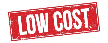 Düşük maliyetli metin kırmızı grungy dikdörtgen mühür işareti üzerinde.