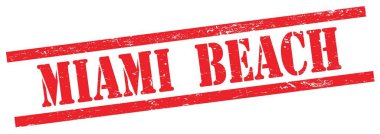 MIAMI BEACH kırmızı grungy dikdörtgen vintage pul metni.