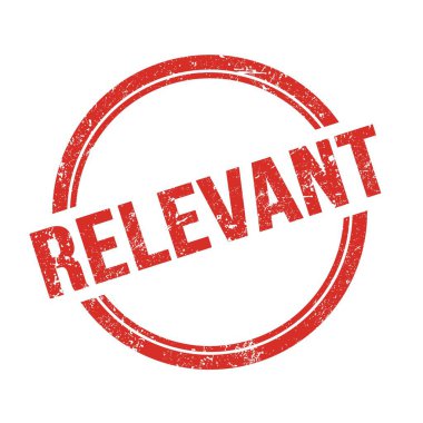 Kırmızı grungy vintage yuvarlak pul üzerine yazılmış RELEVANT metin.