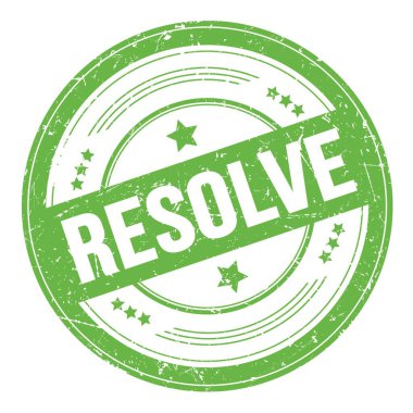 Yeşil yuvarlak grungy desen damgalı RESOLVE metin.