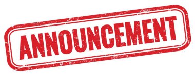 Kırmızı grungy dikdörtgen damgalı ANNCEMENT metin.