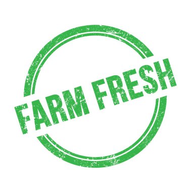 Yeşil grungy vintage yuvarlak pul üzerine yazılmış FARM FRESH metin.