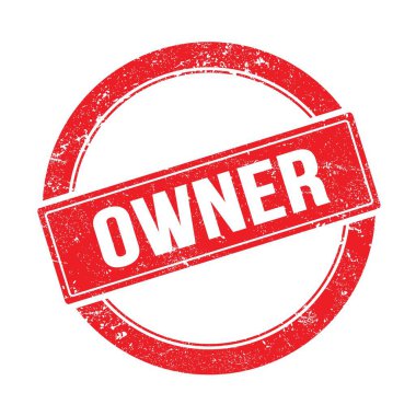 OWNER kırmızı grungy yuvarlak vintage pul üzerine metin.