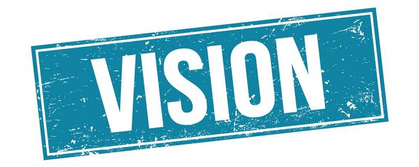 Текст VISION на синей марке прямоугольника.