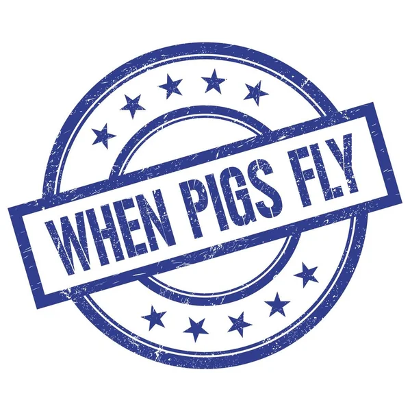 PIGS Fly metin mavi yuvarlak vintage kauçuk damgalı.