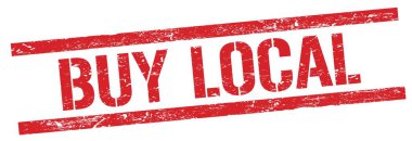 Kırmızı grungy dikdörtgen damga işareti üzerinde BUY LOCAL metin.