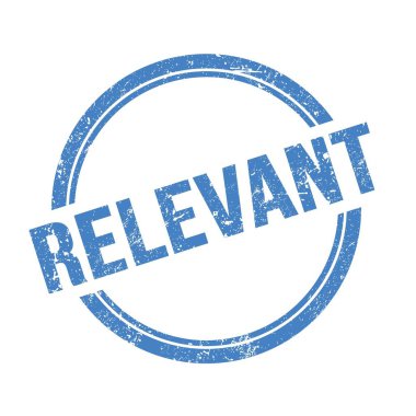 Mavi grungy vintage yuvarlak pul üzerine yazılmış RELEVANT metin.