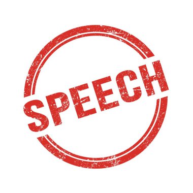 Kırmızı grungy vintage yuvarlak pulu üzerine yazılmış SPEECH metni.