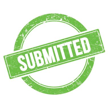 Yeşil grungy yuvarlak vintage pul üzerine SUBMITTED metin.