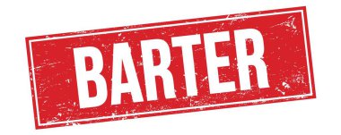 Kırmızı grungy dikdörtgen damga işareti üzerinde BARTER metin.