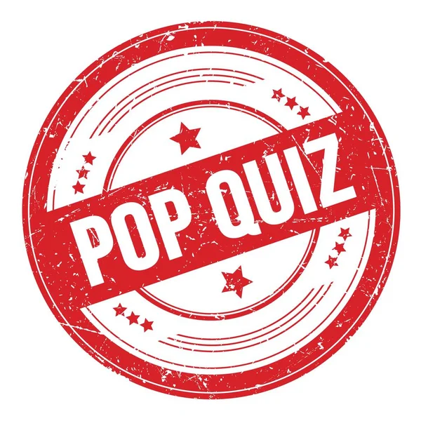 Kırmızı yuvarlak grungy doku damgası üzerine POP QUIZ metni.