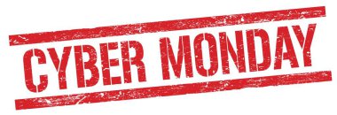Kırmızı grungy dikdörtgen damgalı CYBER Pazartesi metni.