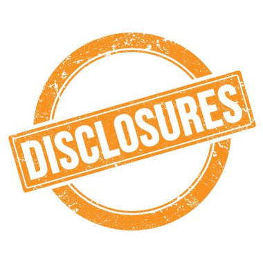 Turuncu grungy yuvarlak vintage damga üzerinde disCLOSURES metin.