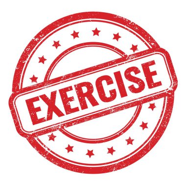 Kırmızı grungy vintage yuvarlak kauçuk damga üzerine alıştırma metni.