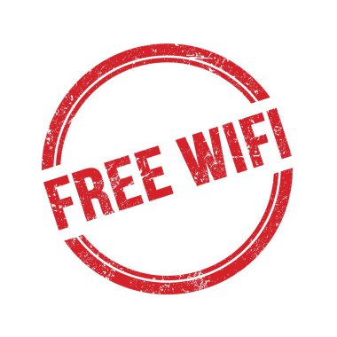 FREE WIFI metin kırmızı grungy vintage yuvarlak pul üzerine yazılmış.