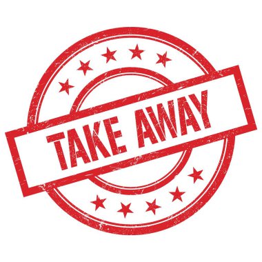 Kırmızı yuvarlak plastik damga üzerine yazılmış Away metnini al.