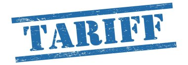 Mavi grungy vintage kauçuk damga üzerinde TARIFF metin.