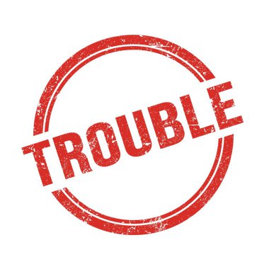 Kırmızı grungy vintage yuvarlak pul üzerine yazılmış sorunlu metin.