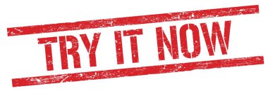 Dene şimdi Kırmızı grungy dikdörtgen damga işareti üzerinde metin.