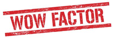 Wow FACTOR kırmızı grungy dikdörtgen işareti üzerinde metin.