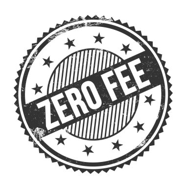 ZERO ücret metni siyah grungy zig zag kenarları yuvarlak pul üzerine yazılmış.