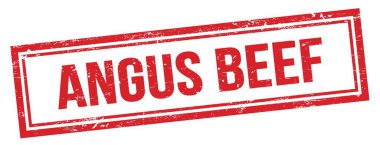 Kırmızı grungy vintage dikdörtgen damgalı ANGUS BEEF metni.