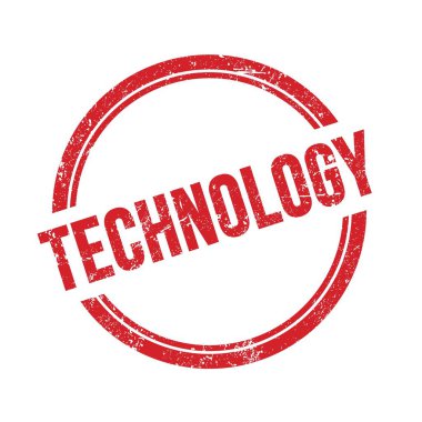 Kırmızı grungy vintage yuvarlak pul üzerine yazılmış TECHNOLOGY metin.