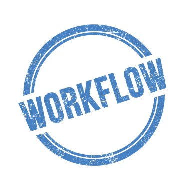 WorKFLOW metin mavi grungy vintage yuvarlak pul üzerine yazılmış.