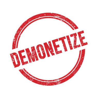 Kırmızı grungy vintage yuvarlak pul üzerine yazılmış DEMONETIZE metin.