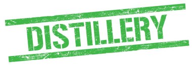Yeşil grungy dikdörtgen mühür işareti üzerinde diSTILLERY metin.