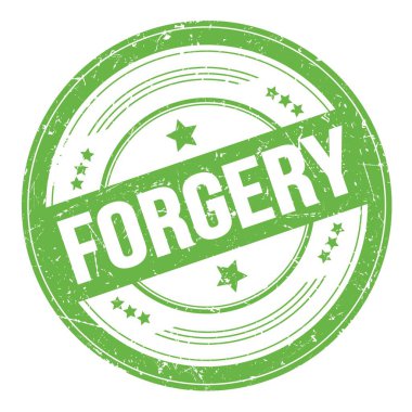Yeşil yuvarlak grungy doku damgası üzerine ForGERY metin.