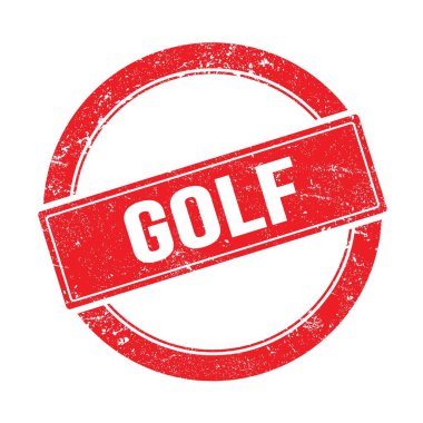 Kırmızı grungy round vintage pulu üzerine GOLF metni.