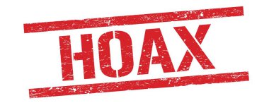 Kırmızı grungy dikdörtgen damga işareti üzerinde HOAX metni.