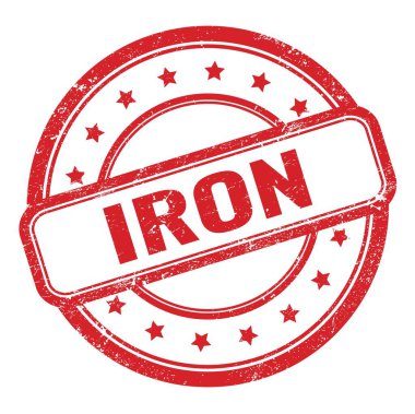 Kirmizi grungy vintage yuvarlak kauçuk damgalı IRON metni.