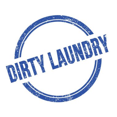 DIRTY LAUNDRY mavi grungy vintage yuvarlak pul üzerine yazılmış metin.