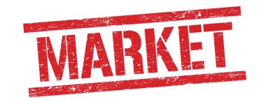 Kırmızı grungy dikdörtgen damga işareti üzerine MARKET metni.