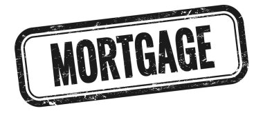 Siyah grungy vintage dikdörtgen damgalı MortGage metni.