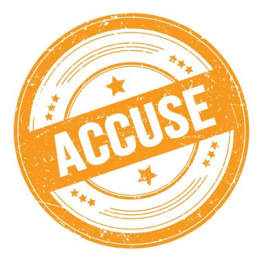 Turuncu yuvarlak grungy doku damgalı ACCUSE metin.