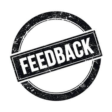 Siyah grungy round vintage pulu üzerine FEEDback metni.