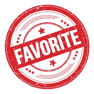 Kırmızı yuvarlak grungy desen damgalı FAVORITE metin.